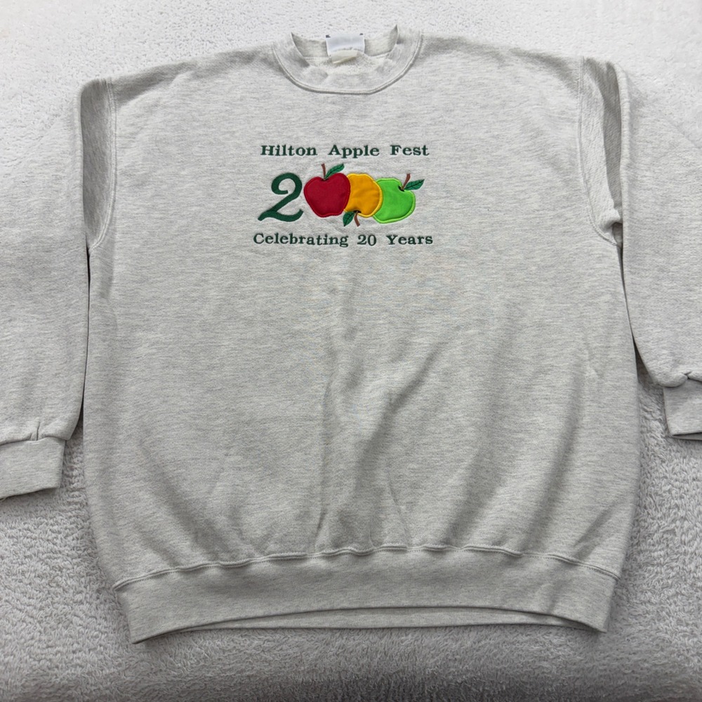 VTG Y2K Lee Heavyweight Hilton Apple Fest 20 Years Sweatshirt Mens 2XL Gray